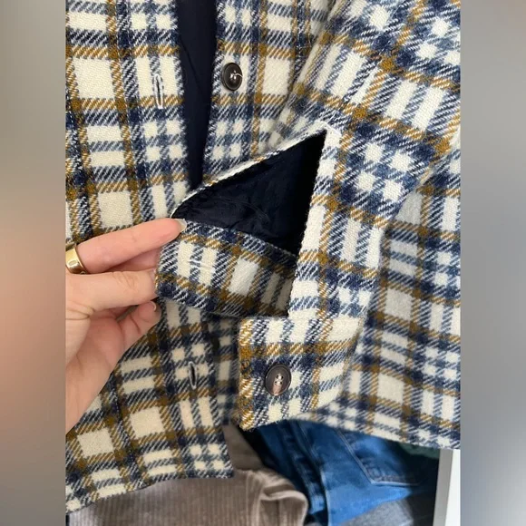 Sezane Will Jacket 100% Wool Blue Ochre Size M - Picture 5 of 6